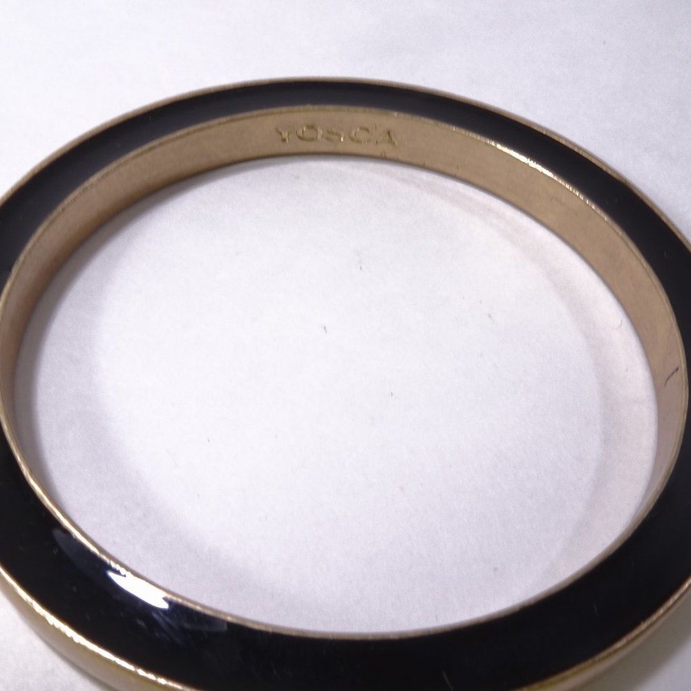 Gerard Yosca Enamel Brass Bangle Bracelet Black NWOT 198